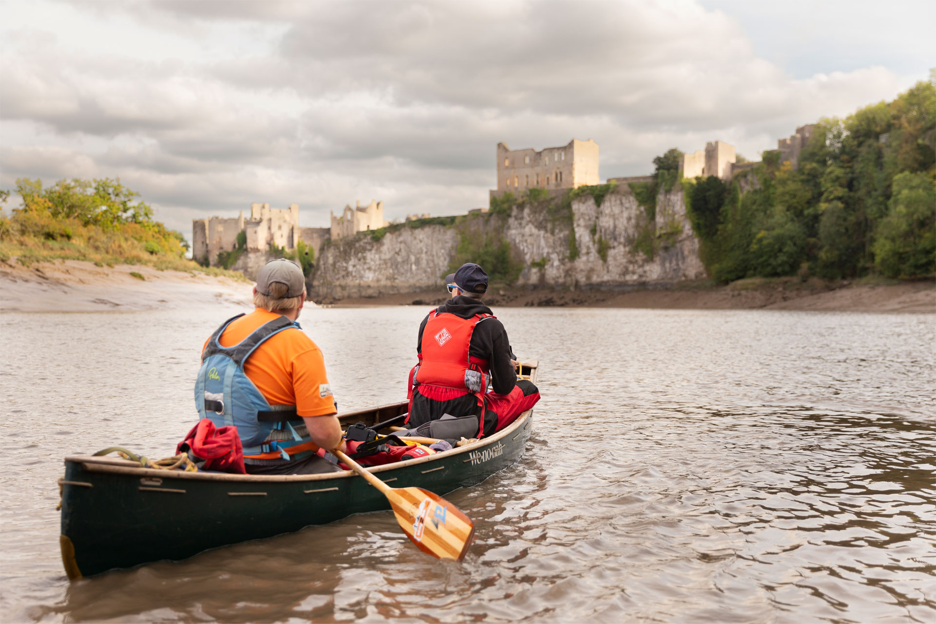 Chepstow Castle on a cloudy day