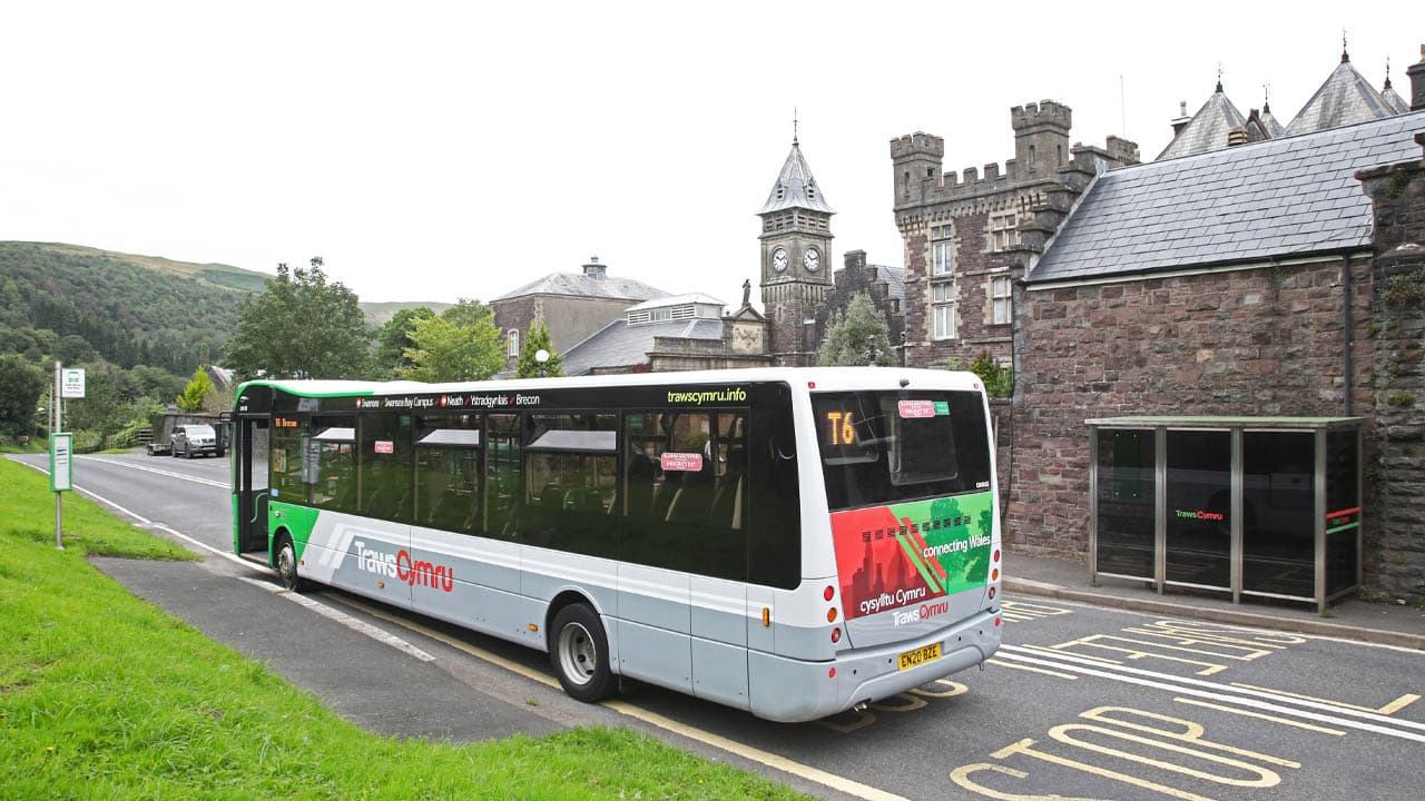 TrawsCymru bus at a bus stop