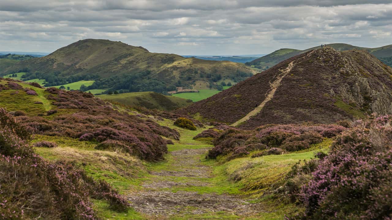 Aerial view of Church Stretton's landscape